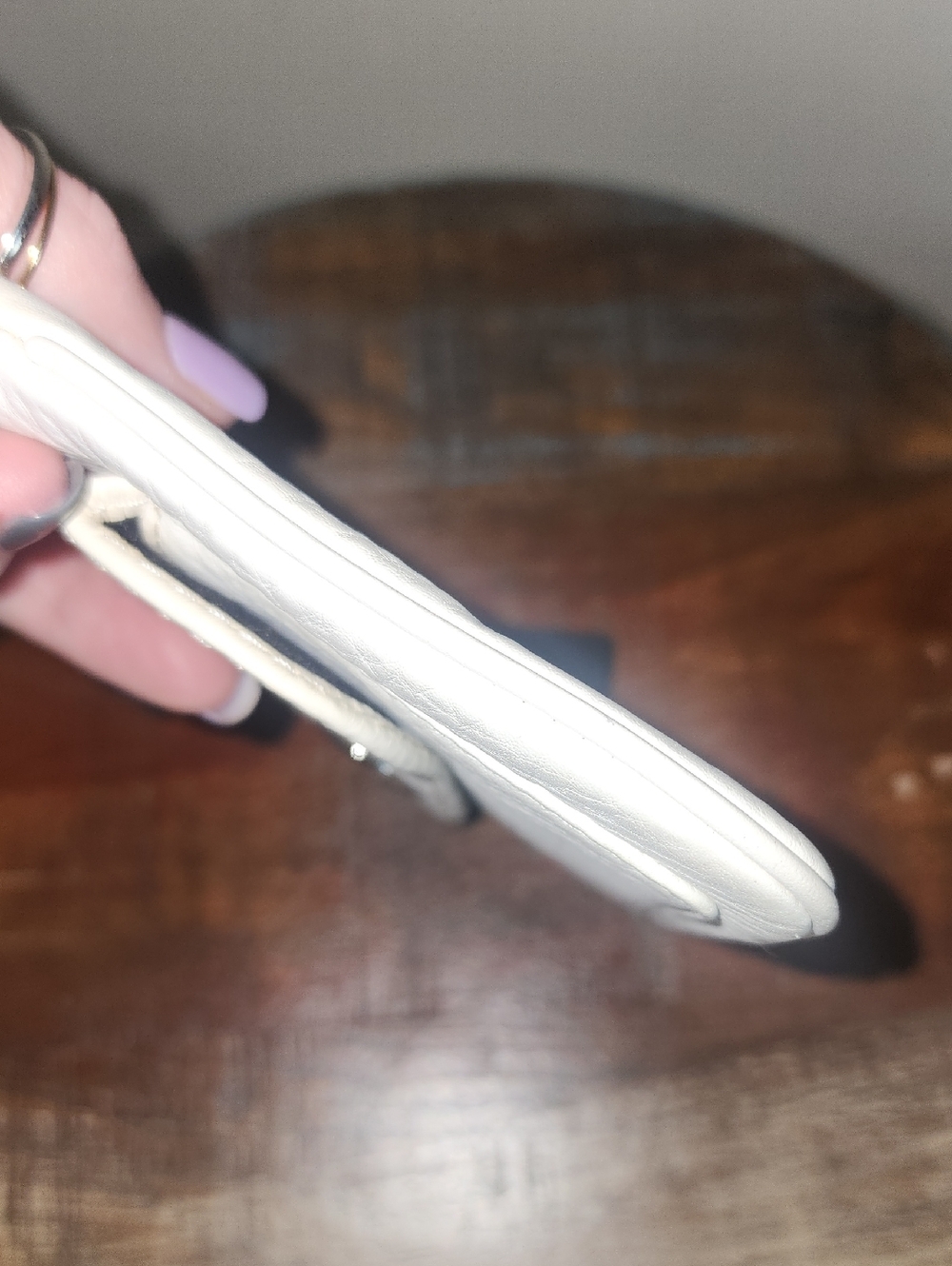 Coach Vintage Pebbled White Black Leather Flap Zipper Wristlet Wallet Y2K - Picture 7 of 15